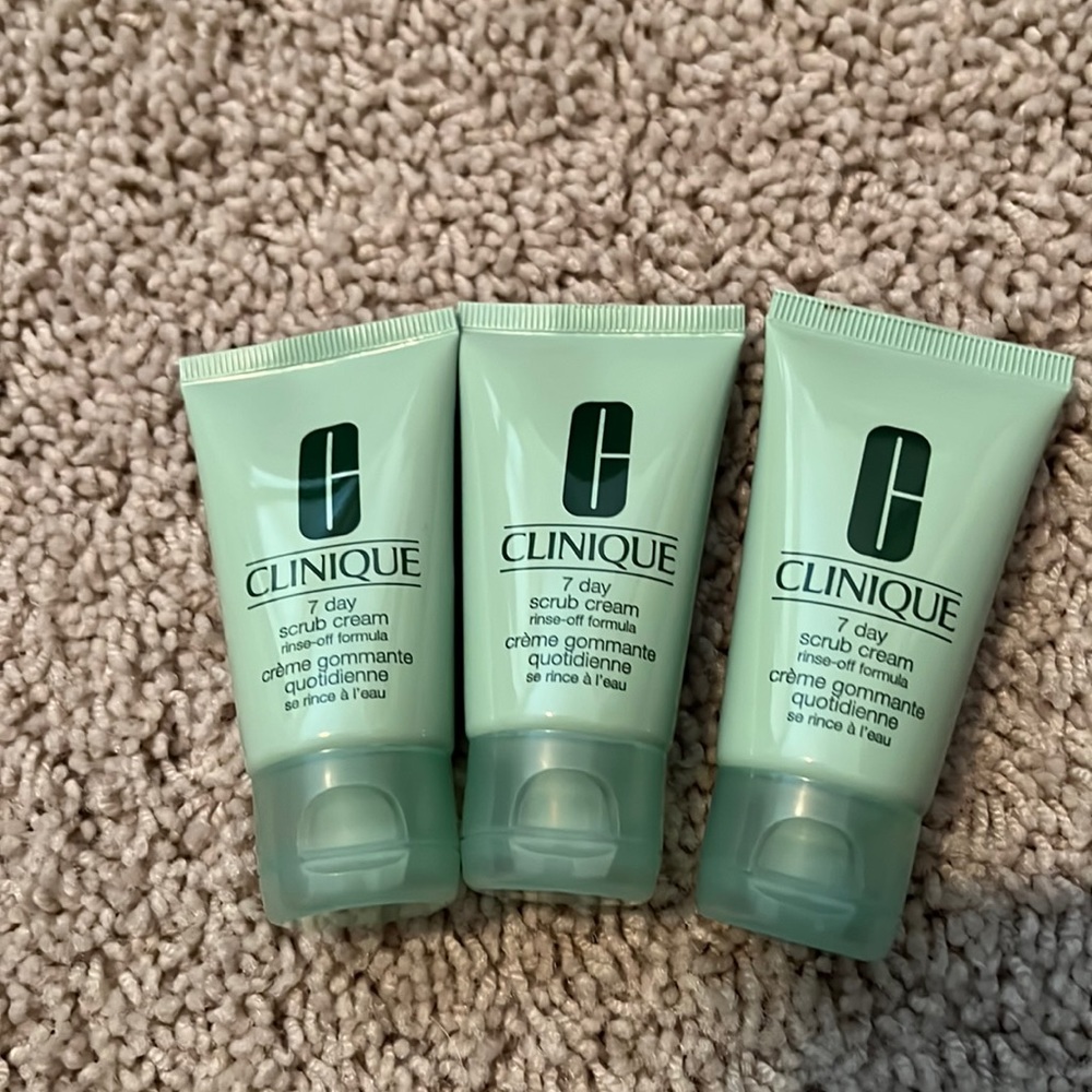 Clinique 7 day scrub cream - 1 oz travel size - set of 3.  New!